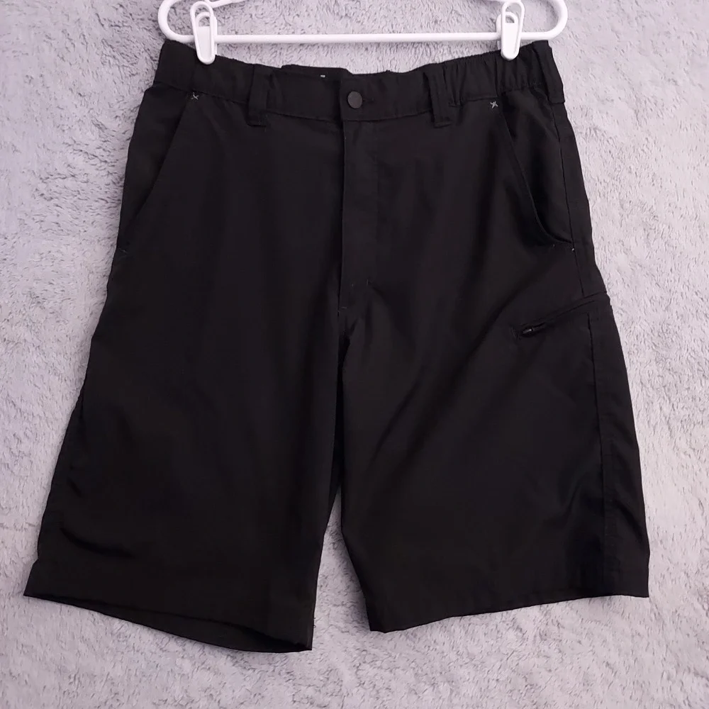 Wrangler Shorts Mens 32 Elastic Waist Outdoor Black Cargo Pocket Hiking Casual
